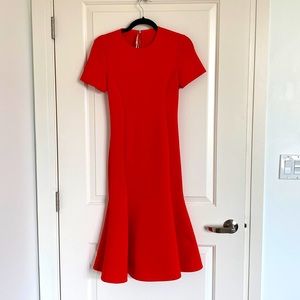 MCQ by Alexander McQueen red scuba trumpet dress XS